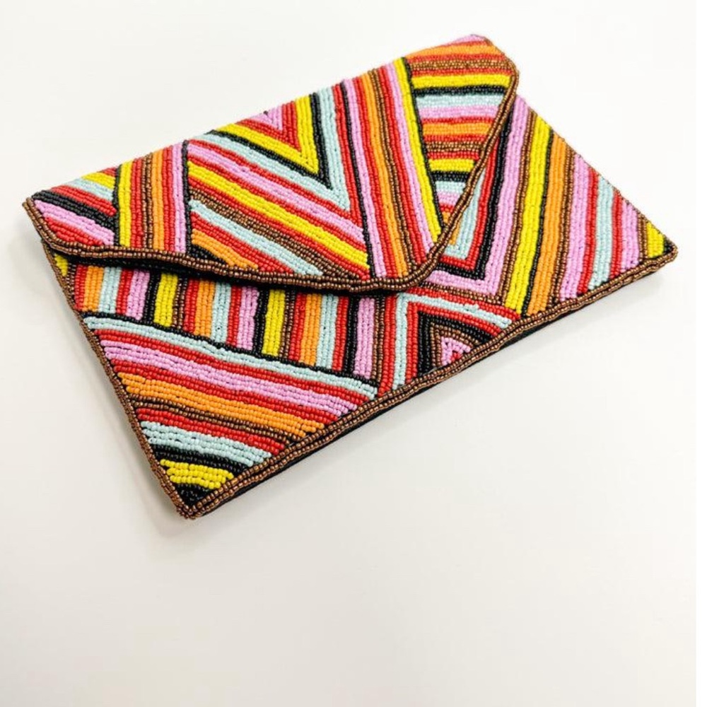Chevron Beaded Clutch